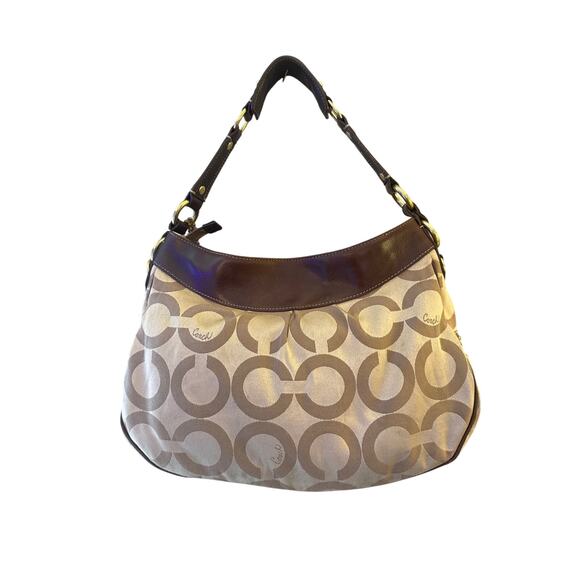 Coach Madison Signature C Logo Leather Trim Hobo Shoulder Bag - Picture 5 of 15